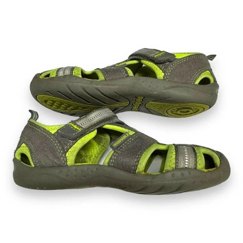 Pediped Unisex Kids Shoes Sz 11 11.5 28 Flex Sahara Gray Lime Water‎ Safe Boys